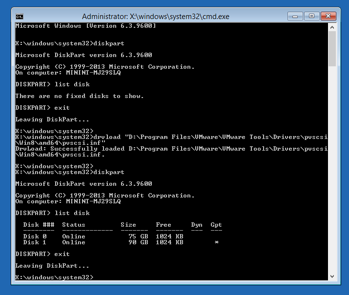 Windows in recovery mode: No fixed disks to show