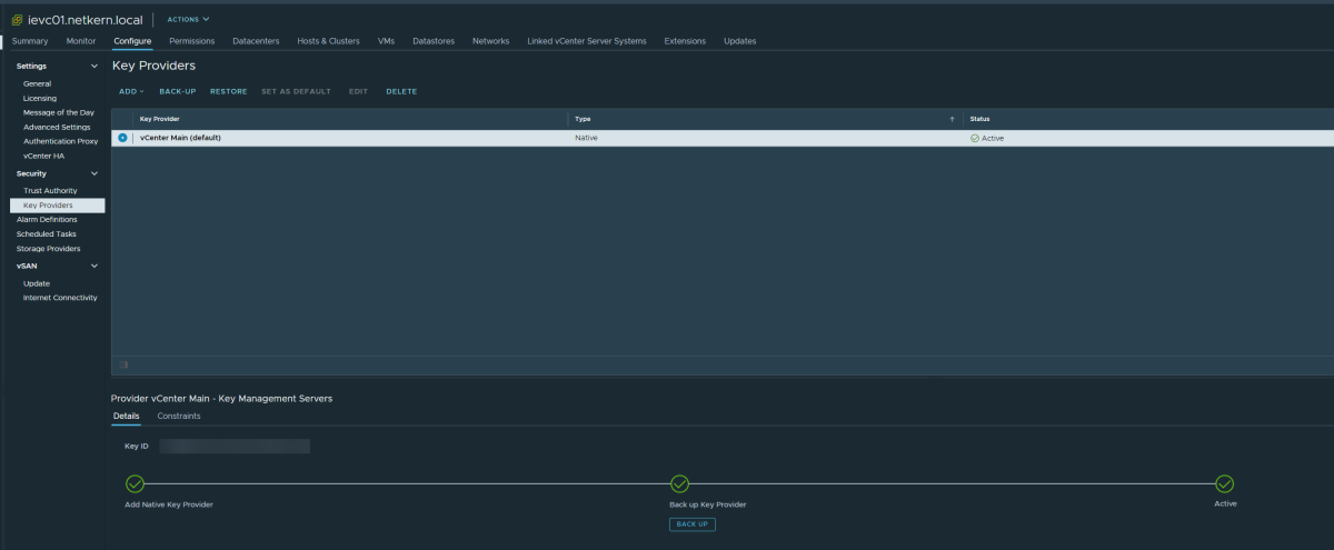 vCenter 7.0 U2: vSphere Native Key Provider! (integrated KMS)