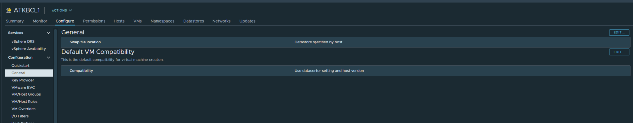Cluster-level setting for swap file location