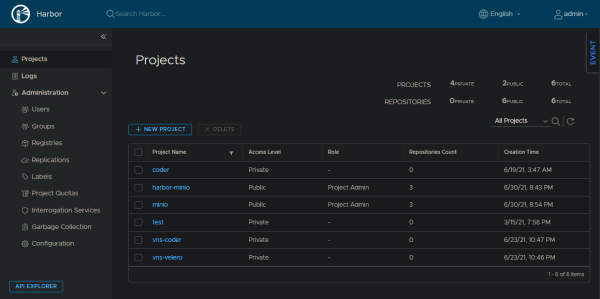 Harbor UI Admin Harbor UI Admin
