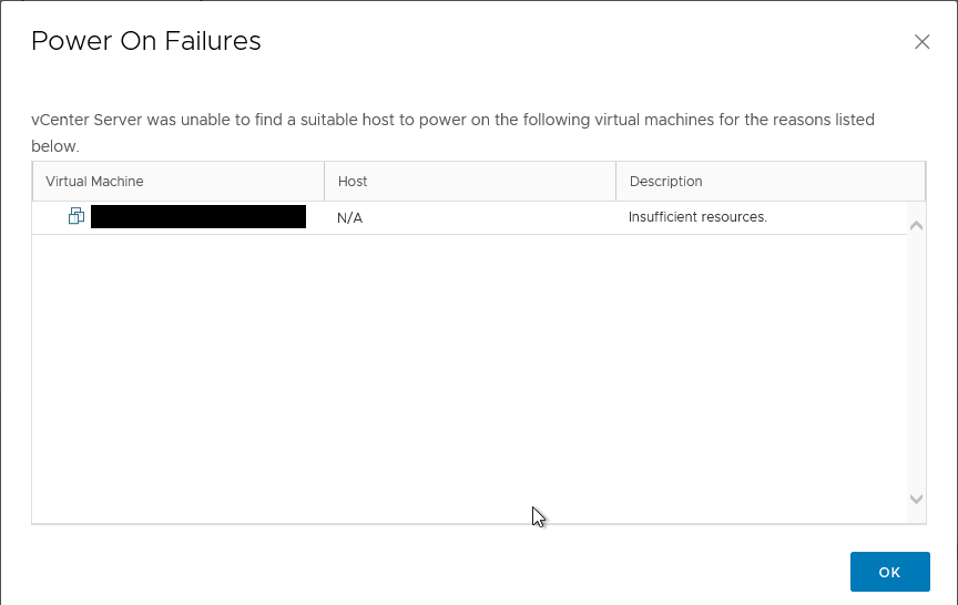 Solved Mystery: DRS, Powering On VM fails with "insufficient resources"