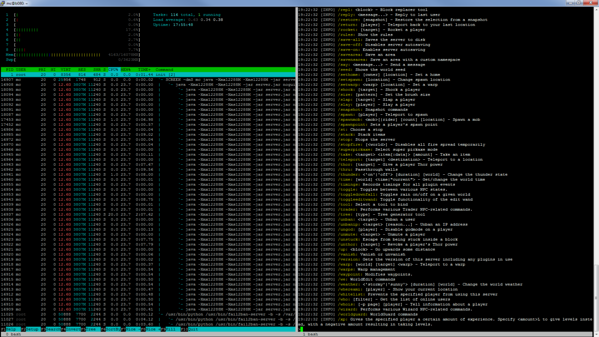 Linux: Split Screen in screen oder tmux