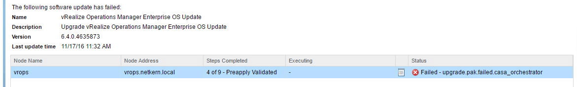 VA-OS 6.4 Upgrade Fails VA-OS 6.4 Upgrade Fails